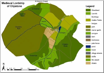 Reconstruction of the medieval landscape of Clipstone in Sherwood Forest by Gaunt 2011