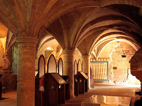 The undercroft at Rufford Abbey, Nottinghamshire.
