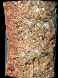 A Magnified section of a Medieval pot, showing the complex mineralogy Sherwood Forest Archaeology Project