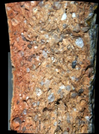 A Magnified section of a Medieval pot, showing the complex mineralogy Sherwood Forest Archaeology Project