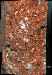 A Magnified section of a Medieval pot, showing the complex mineralogy Sherwood Forest Archaeology Project