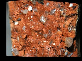 A Magnified section of a Medieval pot, showing the complex mineralogy Sherwood Forest Archaeology Project