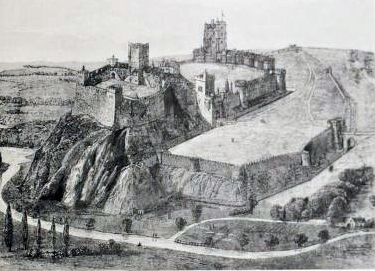  A reconstruction of Medieval Nottingham Castle as visualised in Victorian times. The park is in the low ground on the far side of the castle.By James Mackenzie (1830-1900) - Mackenzie, James D. (1896) The Castles of England: Their Story and Structure, Vol II. New York: Macmillan., Public Domain, https://commons.wikimedia.org/w/index.php?curid=12851444